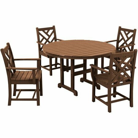 POLYWOOD Chippendale 5-Piece Teak Dining Set with 4 Arm Chairs 633PWS1221TE